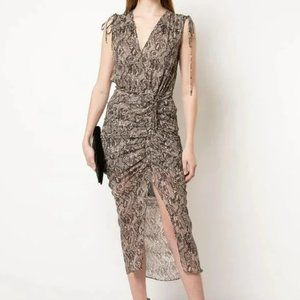 Veronica Beard Teagan Snake Print Ruched Silk Dress, Sz 10 -- NWT, RETAILS $695